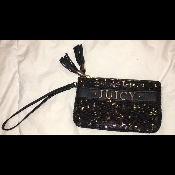 Juicy Couture Black/Gold Sequin Wristlet Wallet - Picture 2 of 5